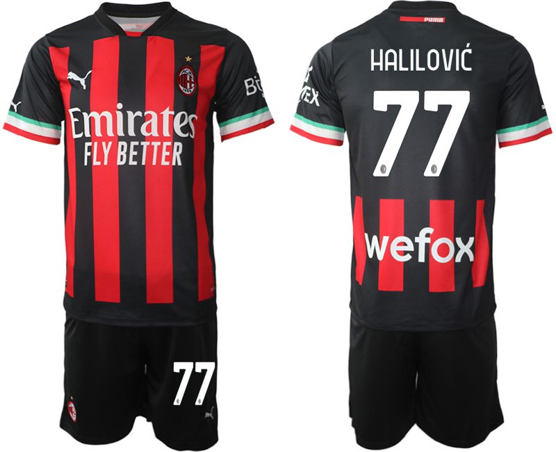 Men 2022-2023 Club Ac Milan home black #77 Soccer Jersey